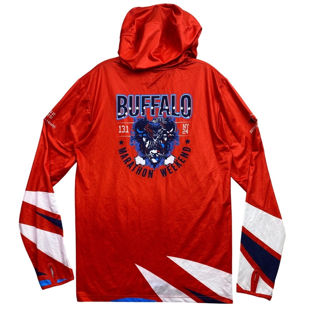 Buffalo‎ Marathon Hoodie Mens Medium Athletic Running Race Work Out Spell Out